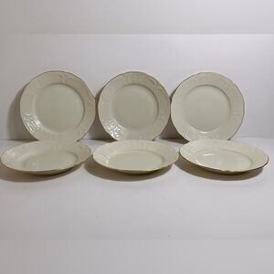 Lot 6 VTG Rosenthal Classic Rose Collection Gold Rim Ivory Sanssouci Salad Plate